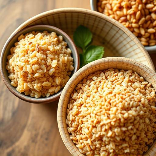 A variety of whole grains, including quinoa, brown rice, and farro, displayed in separate bowls.