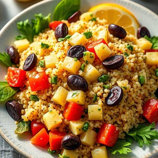 A vibrant Roasted Vegetable and Quinoa Salad with a lemon-herb dressing.